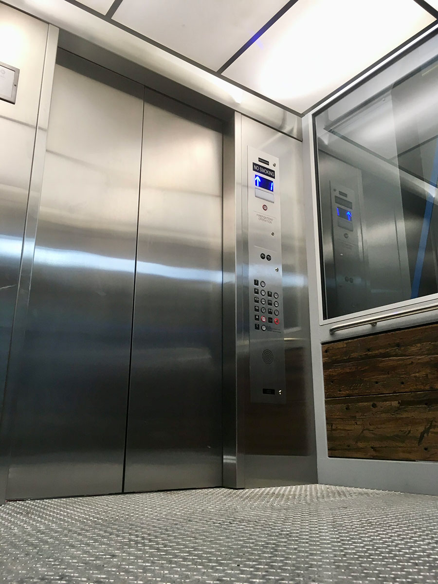 inside an elevator to explore details and design options